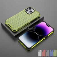 Honeycomb Shockproof For iPhone 15 Pro Max Case Armor Phone Capa For Apple iPhone 15 Pro Max Cover Translucent TPU Case 15 pro