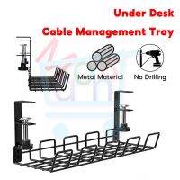 ที่จัดระเบียบสายไฟ ถาดจัดระเบียบสายเคเบิลใต้โต๊ะ 38 ซม. พร้อมแคลมป์ยึดระบบ สําหรับจัดการสายไฟ