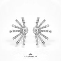 ต่างหูเพชรแท้ Starburst Diamond Earrings ( Diamond Earrings )