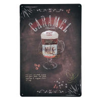 ป้ายสังกะสีวินเทจ Caramel Machiato Coffee, ขนาด 20x30 ซม