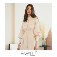 [FAFALU Nala Dress] Ivory Nara Dress เดรสผ้า Satin เนื้ออย่างดี สีพื้นเรียบ ดีเทลแขนมีวอลลุ่ม กระดุมเปิดหน้าตั้งแต่คอถึงชายกระโปรง (Delivery On 7/10/2021)