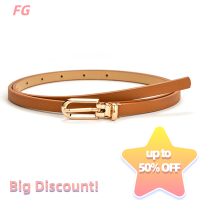 ?【Lowest price】FG เข็มขัดหนังเทียมสำหรับผู้หญิงปรับได้, เข็มขัดคาดเอวแบบบางสีลูกกวาด