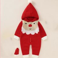 New Baby Christmas Rompers Clothes Autumn Winter Hooded Long Sleeve Newborn Boy Girl Knitwear Jumpsuits Outfits Children Overall