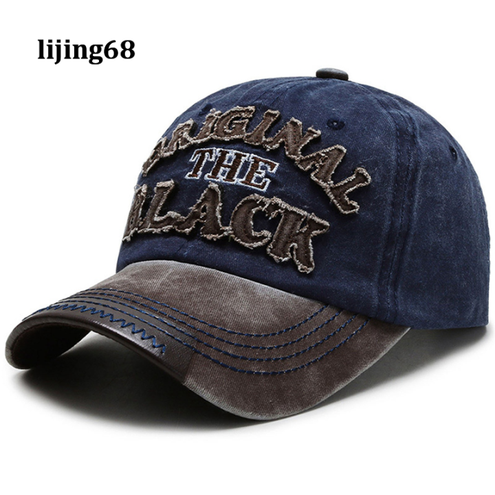 lijing-ผู้ชายหมวกฝ้ายจดหมายหมวกเบสบอล-retro-กลางแจ้งยี่ห้อหมวกกีฬากระดูก-gorras-โค้งติดตั้งล้าง-retro-dad-หมวก