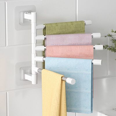 1Pcs Bar Bathroom Towel Rack Self-adhesive Wall-mounted Multi-Functional Shelf Space Aluminum Punch-Free Hanging Storage Rack Bathroom Counter Storage