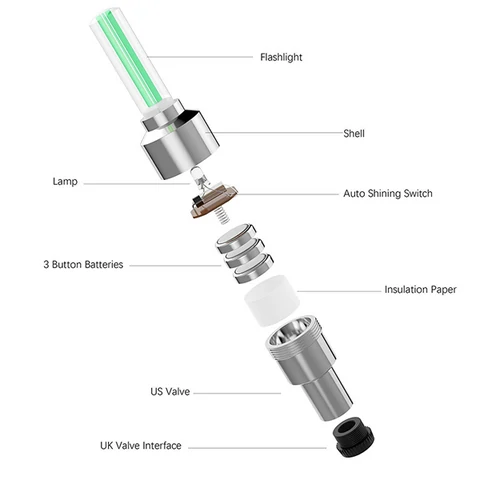 2 chiếc đèn led bánh xe ô tô đèn xe máy nắp van xoay trang trí nắp van vòi - ảnh sản phẩm 6