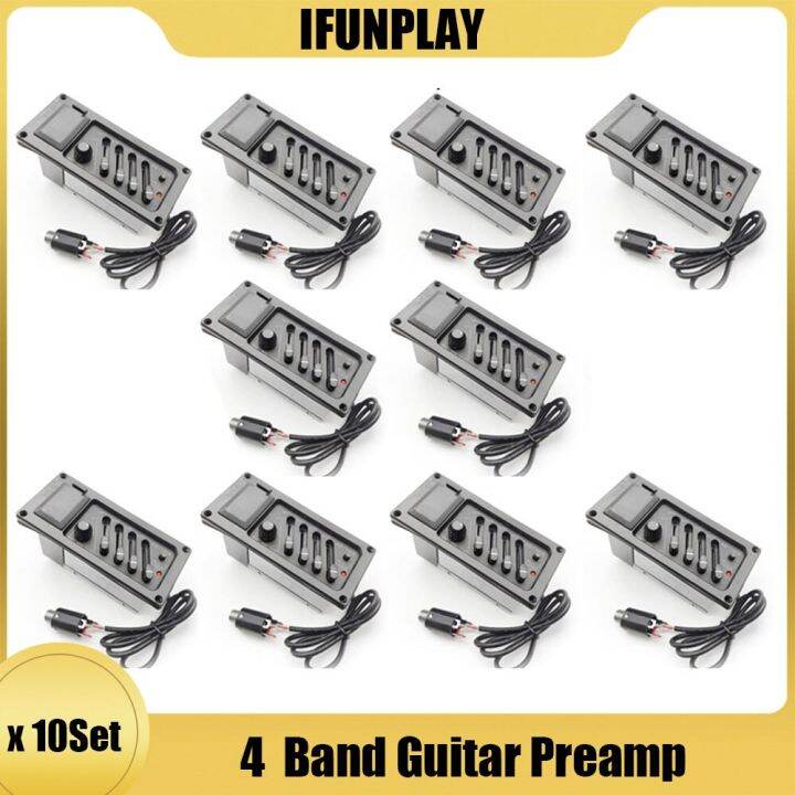 10Set 4 Band Acoustic Guitar Preamp Amplifier EQ 7545R Pickup Acoustic