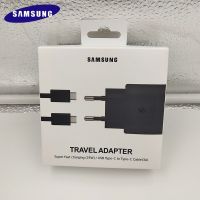 [HOT K] A53 Samsung A73 A52 A32 F52 S23 S22 S21 S20ชาร์จเร็ว EP-TA800อะแดปเตอร์ปลั๊กไฟยุโรป25W สำหรับ Galaxy S10 A90สายเคเบิลชนิด C 5G