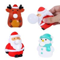 Christmas Cute Squishy Toy Blow Bubble Santa Claus Elk Snowman Stress Relief Balls Decompression Press Toy Baby Kids Adults Antistress Tabletop Home Decoration