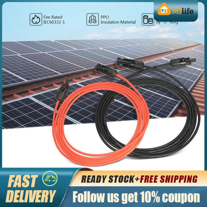 1pair Black And Red 102030 Feet 10awg Solar Panel Extension Cable Wire With Mc4 Female And 5164