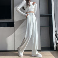 Pants Women Spring and Summer Loose Casual Pants Wide Leg Pants High Waist Straight Tube Vertical Feeling Suit Pants Sports Wide Leg Pants Pants Black White Gray Temperament Commuter XS,S,M,L,XL,2XL