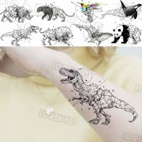 Black Dinosaur Temporary Tattoos For Women Girls Realistic Panda Whale Fake Tattoo Sticker Waterproof Arm Tatoos T-Rex Stickers