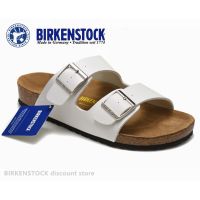 【Original】Birkenstock Arizona Mens/Female Classic Cork White Matte Leather Slippers Beach Casual Shoes 34-46