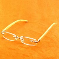 Natural Bamboo Wood Temples Frame Anti-fatigue Resin Rimless Reading Glasses +0.75 +1 +1.25 +1.5 +1.75 +2 To +4