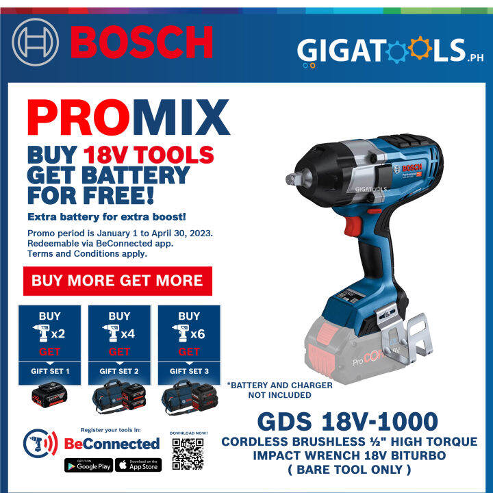 Bosch Gds 18v 1050 H Biturbo Brushless Impact Wrench Body