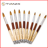 【CW】TIANMI Nail Brush Flat round Kolinsky Sable Nail Art Gel Brush Gel Builder Manicure Brush with Wood handle Nail Brush