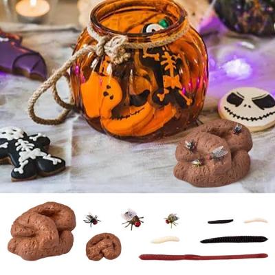 Fake Poo Halloween Decor Fake Fly Set Funny Fidget Toy Realistic Prank Props Tricky Toy Halloween Accessories For Bathtubs Beds Floors Drawers Tables physical