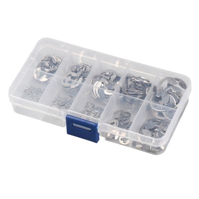 200 PCS 304 Stainless Steel E Clip Washer Assortment Kit E Clamp Washer for Shaft Fastener M1.5-M10