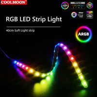 [Hot K] สำหรับ COOLMOON CM-LS40 5V ARGB Casing PC ไฟ LED บาร์ SATA 3PIN คอมพิวเตอร์เดสก์ท็อปโคมไฟยาว40ซม.DIY Lighting Decor ABS + แม่เหล็ก