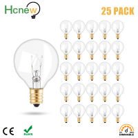 25pcs G40 Globe Clear Replacement Light Bulbs 7W Tungsten Edison Bulbs E12 2200K Warm White for Patio Lighting Decoration Weddin