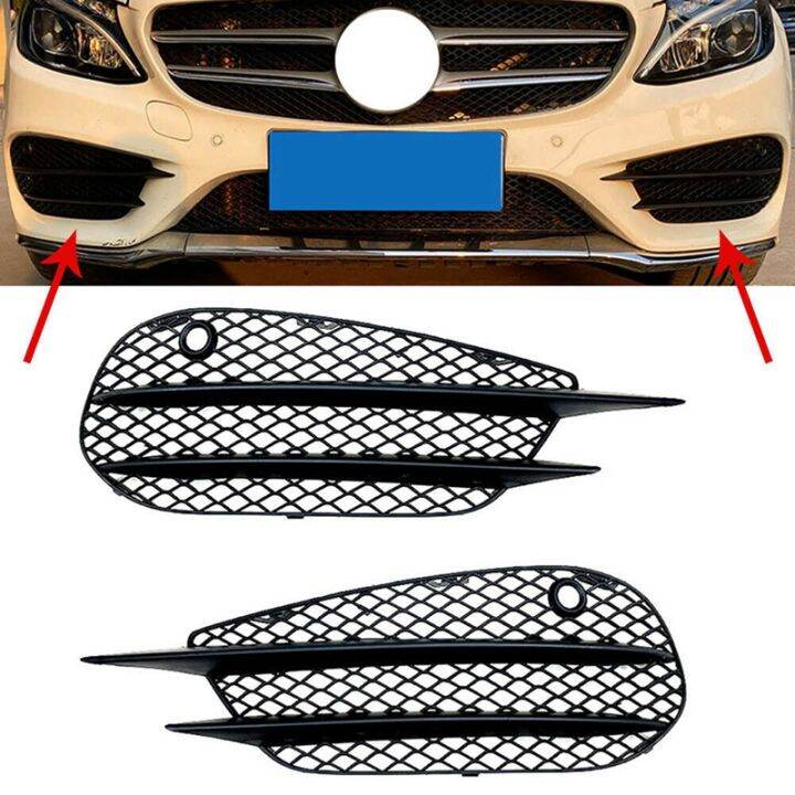 for-mercedes-benz-w205-c-class-c180-c200-c260-2015-2018-set-l-r-front-bumper-fog-lamp-grill-grille-insert-face-bar-cover