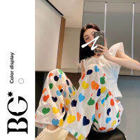 BG World ใหม่ยอดนิยมสีรักกางเกงลำลองหลวมบ้านกางเกงขากว้าง BGW021