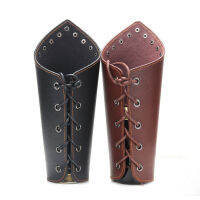 VBNFH ชุดกีฬา ความปลอดภัยในการเล่นกีฬา Viking Bracer สายรัดข้อมือ สีดำ กว้าง ปลอกแขนหนัง ปลอกแขน อาร์มการ์ด Punk Bracer