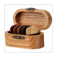 Guitar Pick Holder Wood Guitar Pick Display Case Guitar Solid Wood Pick Storage Box with Wooden Pick