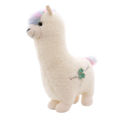 microgood Doll Adorable Lifelike Soft Rainbow Tail Alpaca Plush Toy for Home