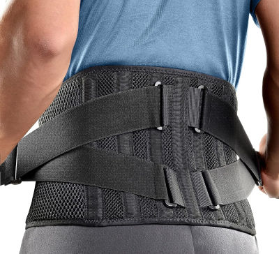 FREETOO Air Mesh Back Brace for Men Women Lower Back Pain Relief with 7 Stays, Adjustable Back Support Belt for Work , Anti-skid Lumbar Support for Sciatica Scoliosis (M(waist:36-44), Black)