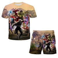 【CC】 Kids Top Shorts 2 Pcs Sets Fashion Superhero Hulk T-Shirts Boys Children Cartoon Clothing Set