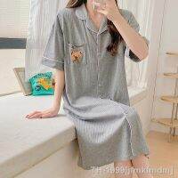 ✒❈ Algodão Maternidade Enfermagem Sleepwear Manga Curta Verão Solto Straight Night Gravidez Alimentação Lounge Wear