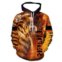 3D Animal Tiger Graphic Print For Men Boys Hoodies Hooded Long Sleeve Sweatshirt Clothing Autumn Hip Hop Oversized Tops