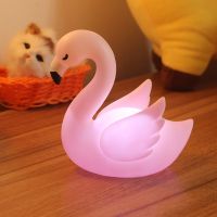 INS new creative flamingo same night light swan feeding light baby toy light pink girl cartoon light desktop decor bedroom decor Night Lights