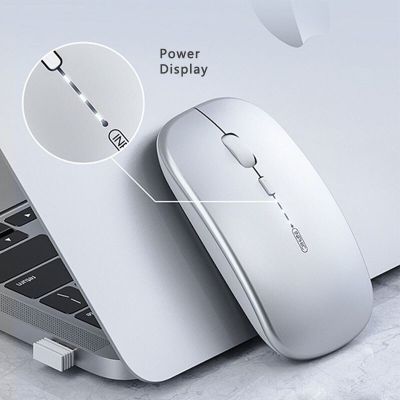 เมาส์ไร้สายจอแสดงพลังงานเงียบแบบชาร์จไฟได้แบบปรับได้ DPI สมาร์ทโฟนตามหลักสรีรศาสตร์คอมพิวเตอร์สำหรับแล็ปท็อป PC Macbook Office Yuebian