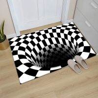 3D Vortex Illusion Doormat Decor Print Abstract Geometric Optical Floor Mat Soft Flannel Non-Slip Doormat for Kitchen Bedroom