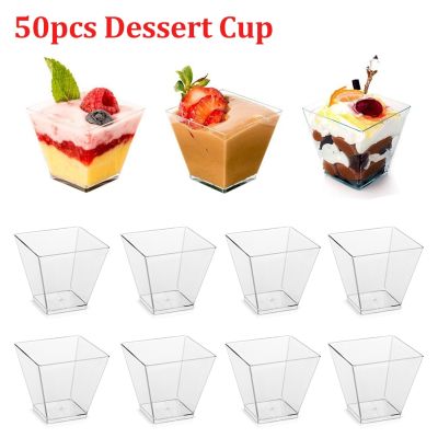 【CW】┅▥◄  50pcs Disposable Plastic Dessert Cups Portion Transparent Cup Supplied 58ml/pc