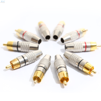 Deng 10 pcs RCA plug Audio Video LOCK CABLE ตัวเชื่อมต่อชายชุบทอง