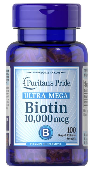 Puritans Pride Biotin 10,000 mcg / 100 Softgels 02/2026