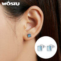 [ในสต็อก] WOSTU 925เงินสเตอร์ลิงสังเคราะห์โอปอลสีฟ้าสีเขียวสีชมพูต่างหูสตั๊ดสำหรับผู้หญิงแต่งงานแฟชั่นครบรอบเครื่องประดับ CQE1269