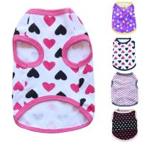 ZZOOI Fashion  Dog Clothes Spring Summer Sleeveless Pet Vest Cotton Breathable Cat tshirts Love Heart Printed  York Dog Clothing