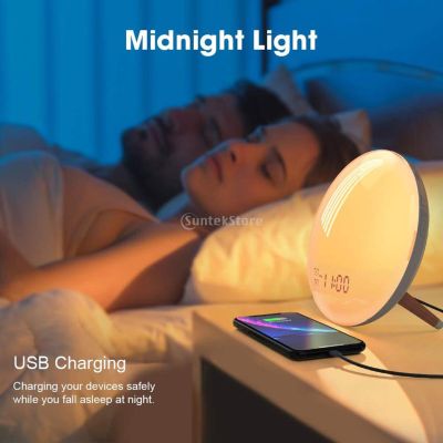 ปลุกนาฬิกาปลุกเบาๆ Smart Wake Up Light Alarm Clock Digital 7 Color Switch Radio Sunrise Sunset นาฬิกาปลุกไฟปลุก o x78