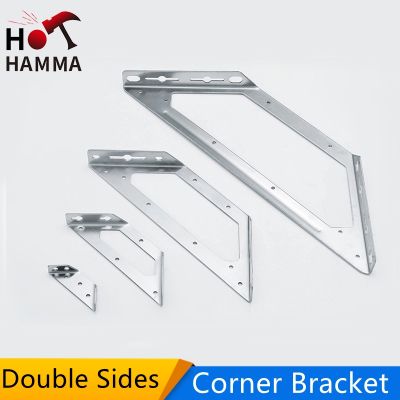 ❧✴㍿ Stainless Steel Corner Brackets 90 Degree Right Angle Iron L Type Fixed Plank Joint Code Tripod Furniture Accessories