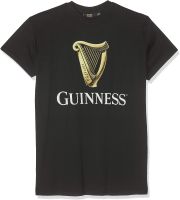 Guinness Black Guinness Classic T-Shirt with an Irish Gold Harp Design (S-XXXL)