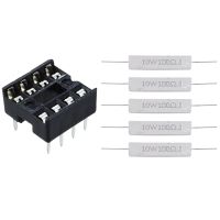 5 Pcs 10W Watt 100 Ohm 5 Axial Wirewound Cement Resistors 10 Pcs 8 Pin DIP IC Sockets Adaptor Solder Type Socket