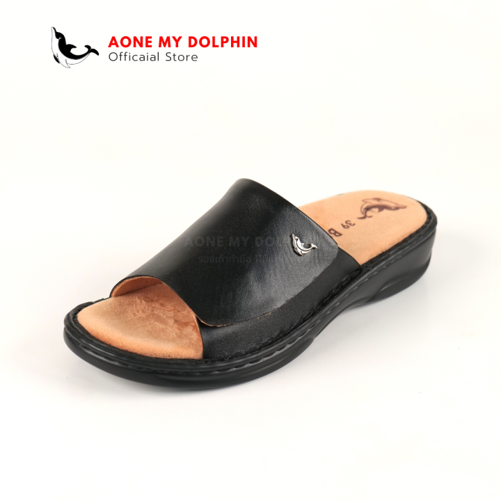 aone-my-dolphin-ลิขสิทธิ์แท้-wd36-รองเท้าหนังแท้-รองเท้าเพื่อสุขภาพ-พื้นนุ่มพิเศษ-รองเท้าแตะ-การันตีใส่สบายเท้า