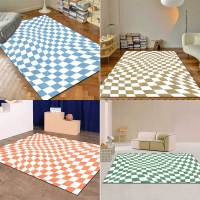 Checkerboard Area Rug for Living Room Bedroom Colored Tiled Car Plaid Checkered Rug Purple Pink Green Brown R Moroccan