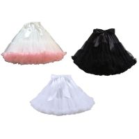 ผู้หญิง Lolita คอสเพลย์ Petticoat A-Line Puffy Tutu กระโปรง Layered Tulle บัลเล่ต์เต้นรำ Pettiskirts Big Bowknot Underskirt