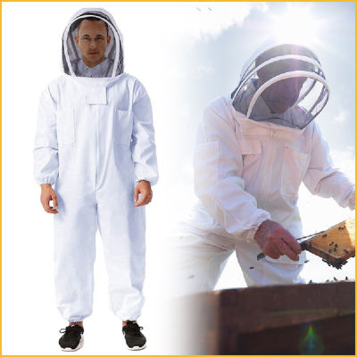 ชุดสูทผึ้งมืออาชีพชุดคนเลี้ยงผึ้งที่สะดวกสบายข้อมือยืดหยุ่นมองเห็นได้ชัดเจนสำหรับการเลี้ยงผึ้ง