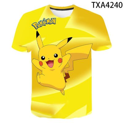 Pokemon t-shirts Pikachu pokemon anime  peripheral  boys and girls  3D T-shirt summer couple short-sleeved clothes